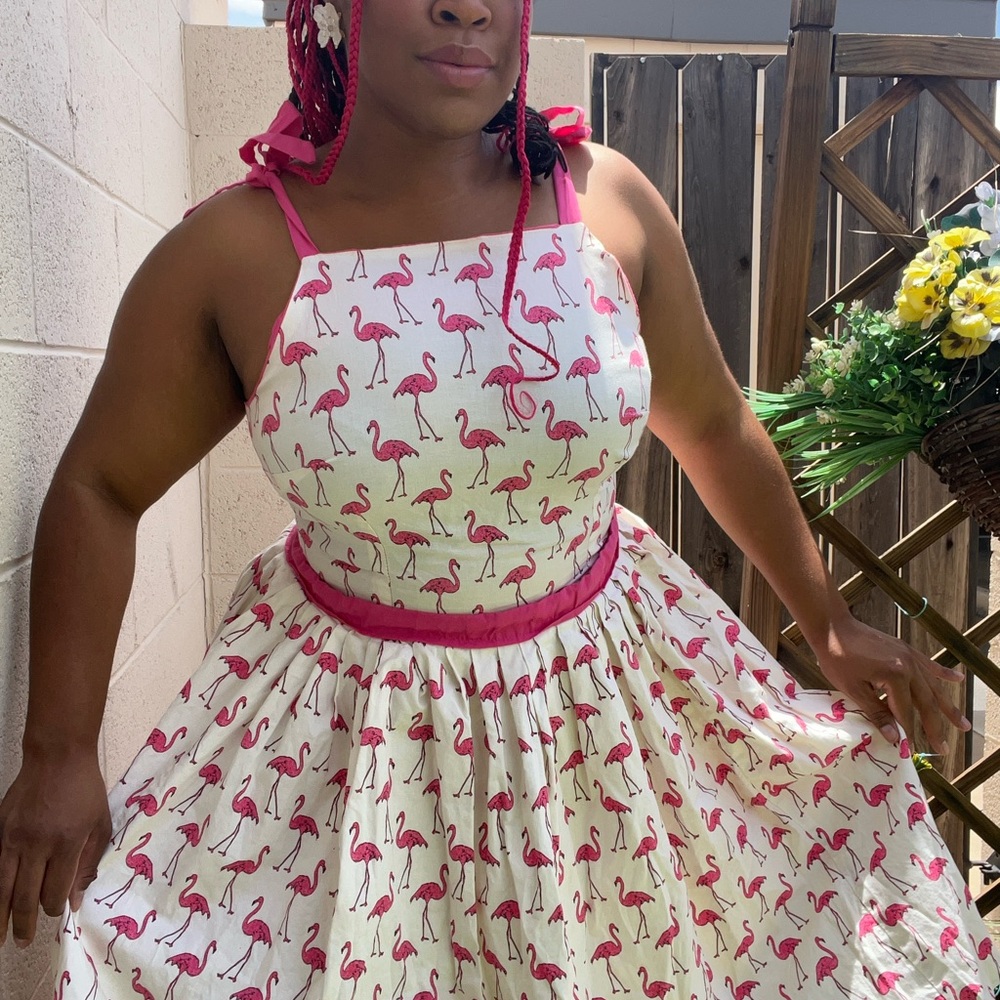 Flamingo Print Playsuit with Pink Accents